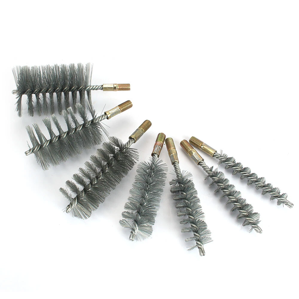 1Pcs 18 75mm Stainless Steel Round Wire Tube Pipe Cleaning Brush 12mm Thread