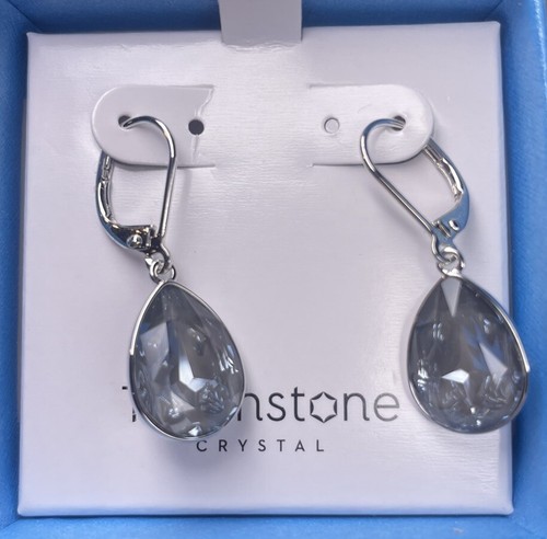 💎Touchstone Crystal Earrings Grey Drop Rhodium New Condition - Picture 3 of 10