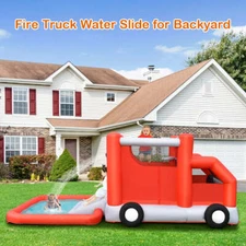 NNECW Firefighting-Themed Kids Water Slide with Splash Pool without Blower