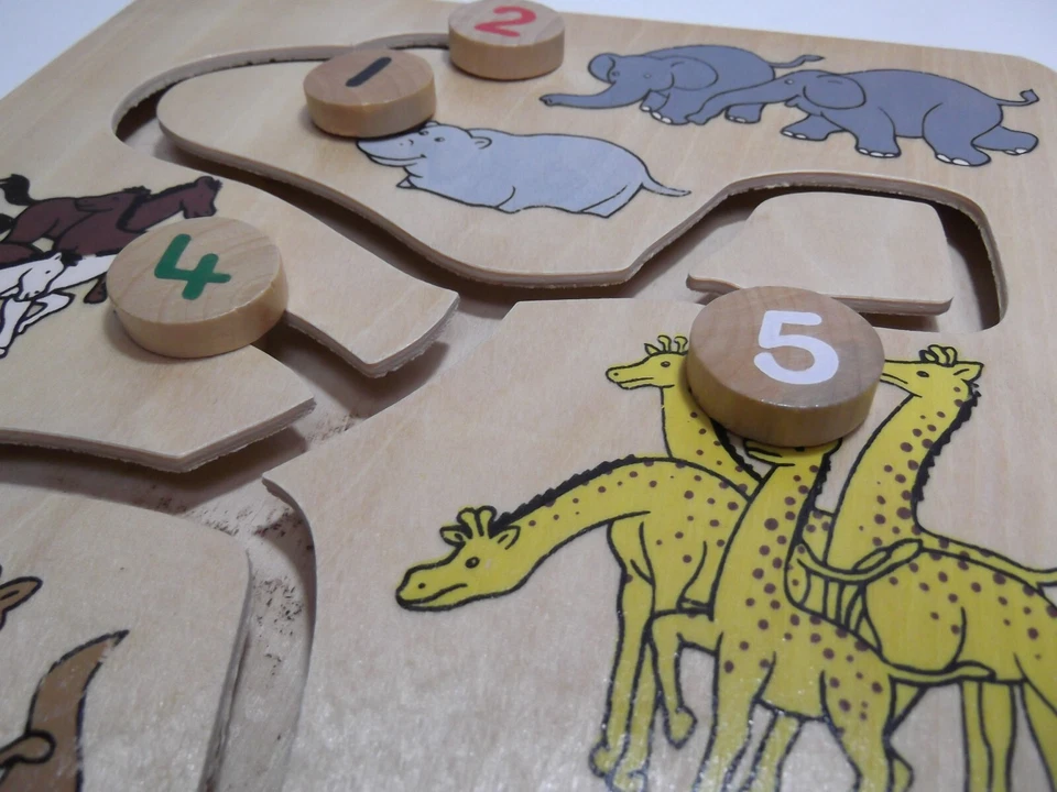 Scatola Gioco dai 12 Mesi Legno Labirinto Animali con Numeri da 1 a 5 cm 21x21 - Immagine 3 di 4