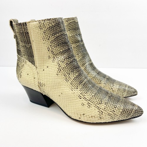 Franco Sarto Ankle Boots Womens 8.5 Ivory Black Luca Bootie Python