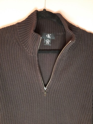 Calvin Klein Mens Sweater Brown Size XXL 1/2 Zip Pullover Mock-Neck - 第 5/6 張圖片