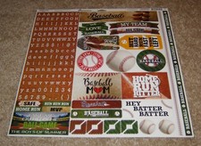 Reminisce Design 12x12 Sticker Sheet Game Day......Baseball