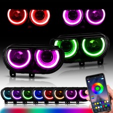 Vland Led Projector Rgb Headlight Fits Dodge Challenger 2008-2014 Sequential Set