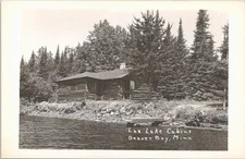 RPPC Beaver Bay MN Shoreline Log Cabin at Lax Lake Cabins 1940s