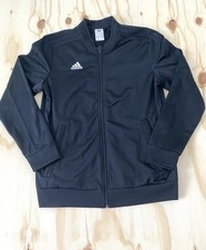 Adidas Youth Size Large 16-18 Black Warm Up Jacket 3 Stripe Sleeve Pockets