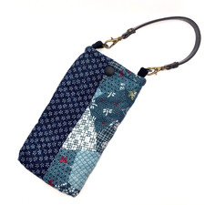 Pochette pochette telefono tessuto kimono - motivo libellula e farfalla, fatta a mano