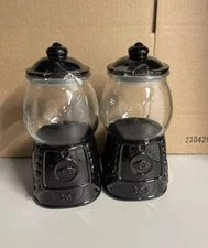 2x Target Bullseye Playground Gum Ball Machine Candy Jar Canister Glass Black 9”
