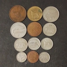 IRELAND EIRE PRE DECIMAL & DECIMAL EIRE VARIOUS TYPE & DATES 12 COINS COLLECTION
