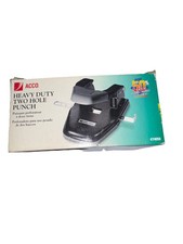 ACCO Heavy Duty 2 Hole Punch 74050 28 Sheet Metal w/ Guide  Box
