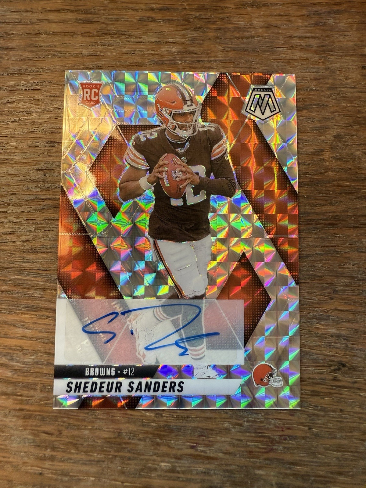 2025 Panini Mosaic Shedeur Sanders Rookie Auto #302 RC Cleveland Browns
