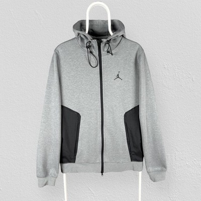Nike Air Jordan Tech Fleece grau Hoodie durchgehender Reißverschluss Herren Small
