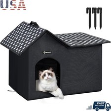 Large Waterproof Cat House W/ Double Sided Cushion Easy Assembly Pet Shelter New