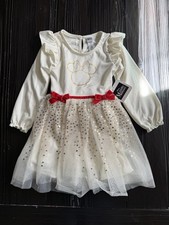 Disney Minnie Mouse Tutu Dress White Gold Glitter Girls Size 4