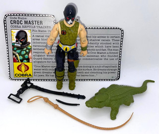 Vintage 1987 Hasbro GI Joe CROC MASTER v1 3.75" Action Figure & File Card Cobra