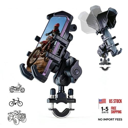 Motorcycle Phone Mount with rain Cap Vibration All-Weather, 