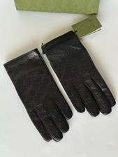 Gucci GG Women's Nappa Leather Gloves Black Size 10 Made in Italy 434211 NWT