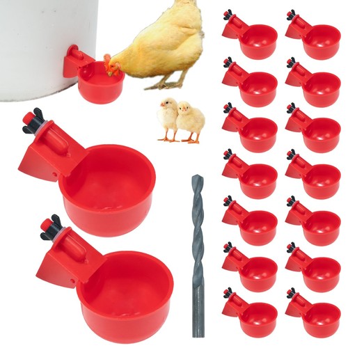 Pack of 16 Automatic Chicken Drinkers with Drill,Chicken Water Dispenser,Wate...