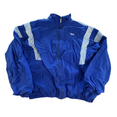 Vintage 90s Asics Jacket Mens XL Blue Colorblock Lined Windbreaker Full Zip