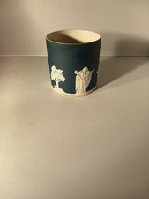 Adams Tunstall England Jasperware Pot 3 Inch Tall Applied Angel White And Blue