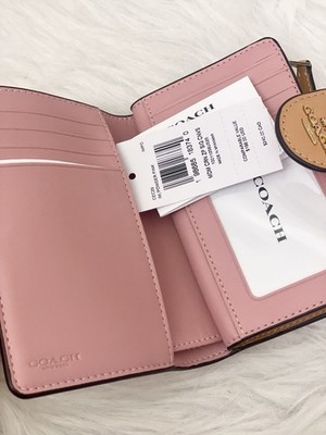 NWT COACH CEC29 Medium Corner Zip Wallet Signature Canvas Leather