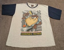 Vintage 90's Signal Looney Tunes Taz Tasmania Gray T-Shirt Made in USA Men's XL