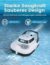 (2025 Upgrade) Launs S1 Cordless Robotic Pool Cleaner/Vacuum, Dual Motors 90 min