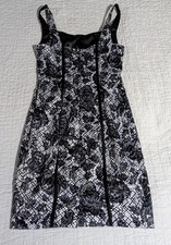 GUESS Sleeveless Floral Lace Print Dress Sz 2 Small Black Satin-Feel Clubwear 