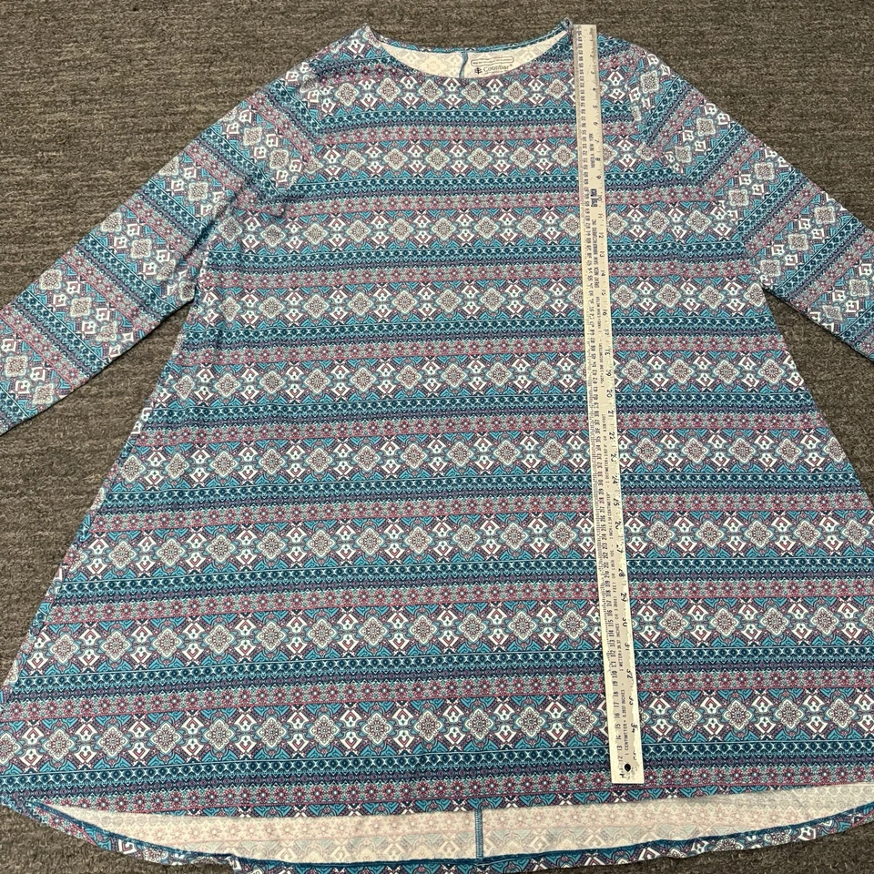 Vestido Coolibar Mujer 2XL XXL Azul Funda Geométrica Bambú Midi UPF 50 Playa Foto 4 de 4