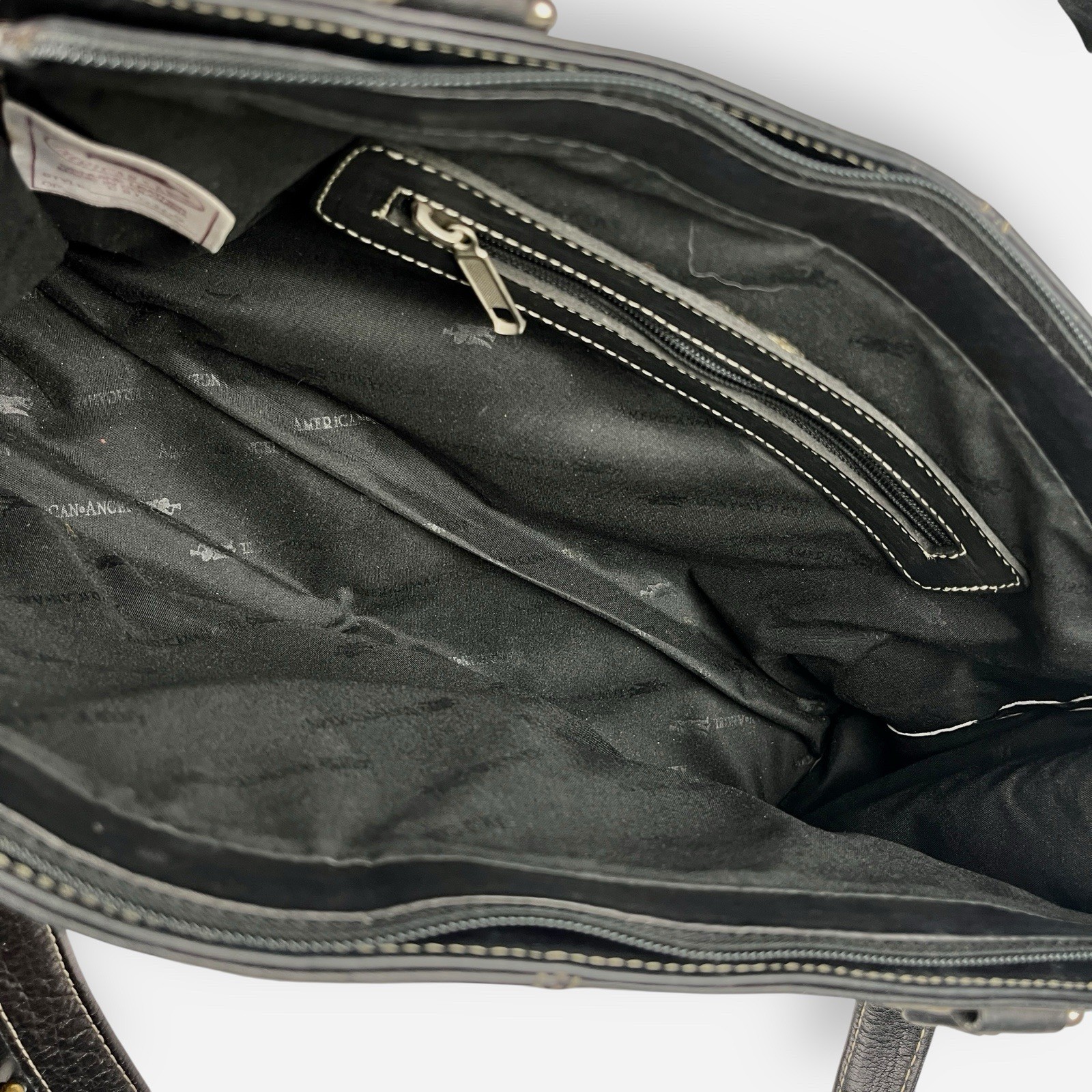 Vintage American Angel Black Leather Shoulder Bag 9107 Purse