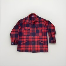 Vintage Pendleton Wool Plaid Mackinaw Cruiser Jacket 1970s Red Tartan Mens XL