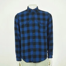 Polo Ralph Lauren Flannel Button Down Shirt Mens Large Blue Buffalo Plaid Cotton