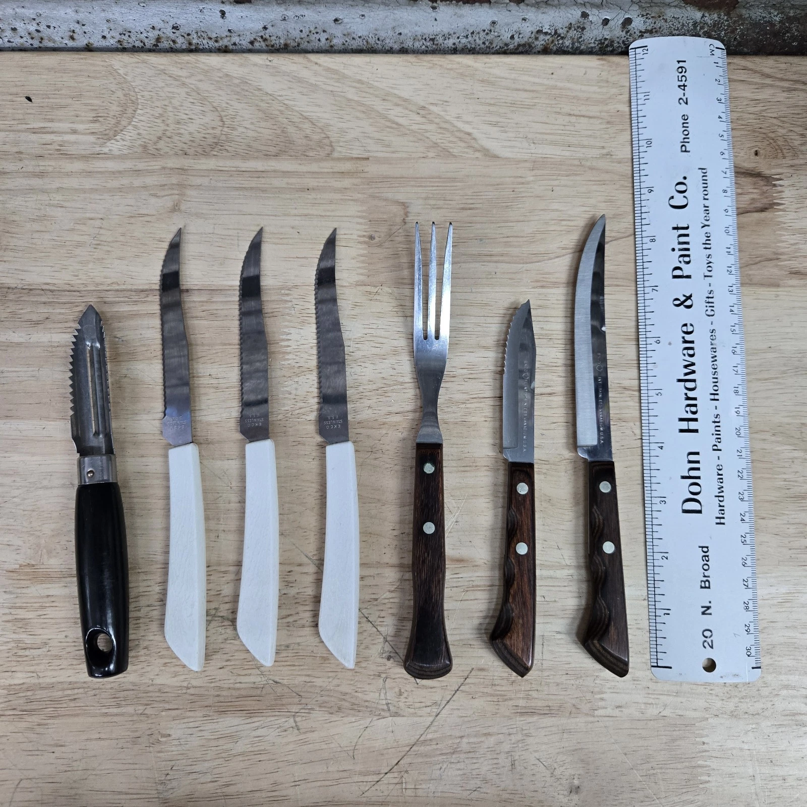 Vintage EKCO Lot - Granny Fork Steak Knives Peeler