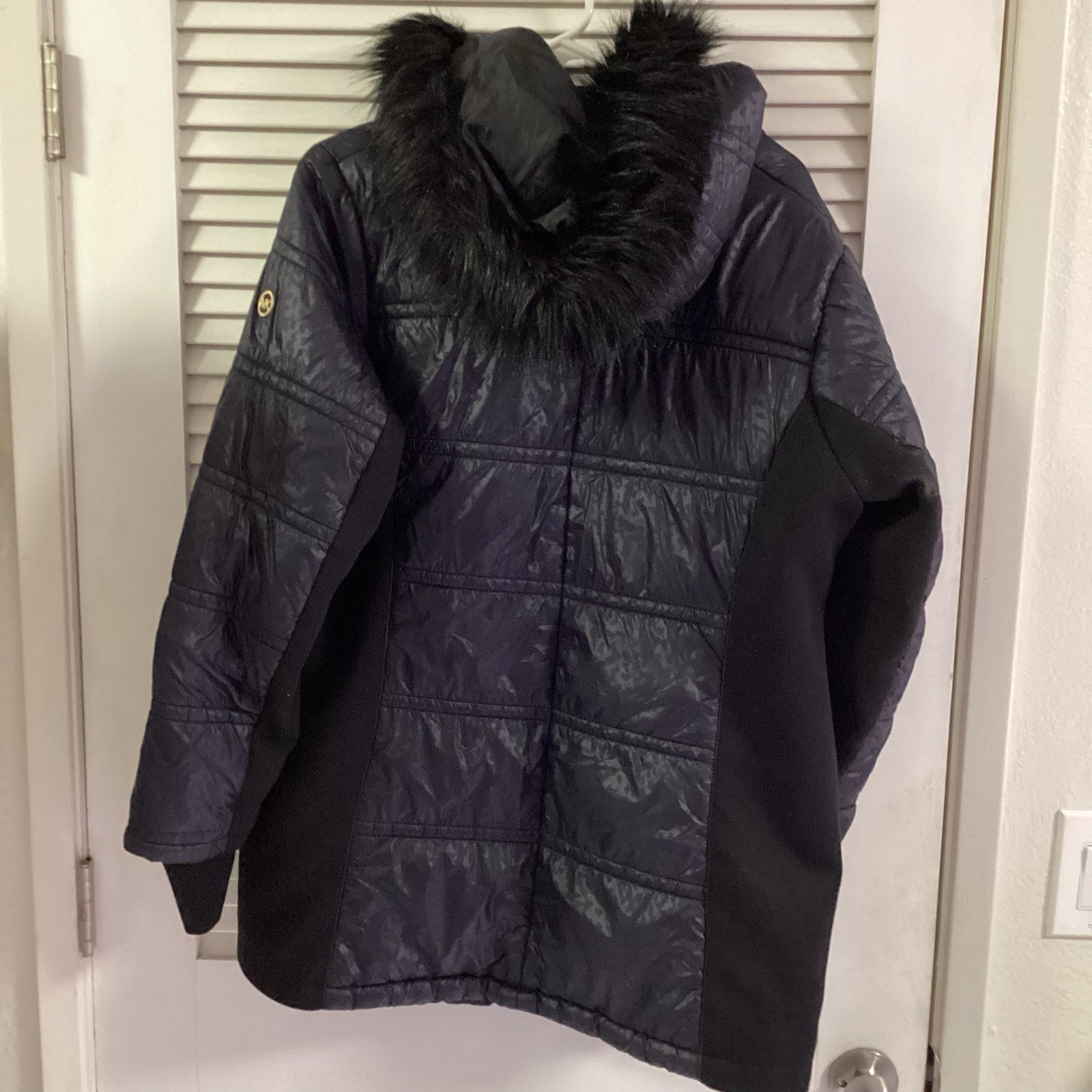 Michael Michael Kors Women's Black Quilted Mixed Media Puffer Jacket Coat 1X thumbnail 7