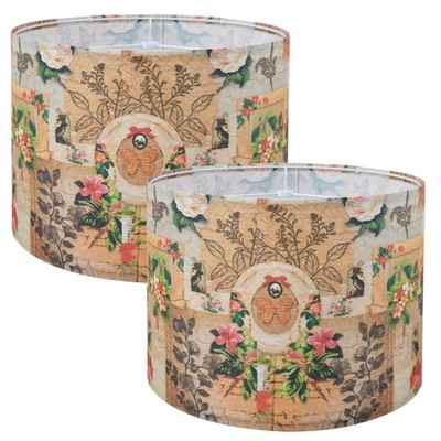 large lamp shades set of 2 .Flax Plant Pattern Drum floor lamp shade replacem...