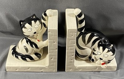 Takahashi Cat Bookends Ceramic Japan Suspicious Curious Cats Cat Lover