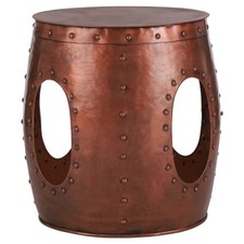 Tavolino da caffè rotondo moderno basso per salotto divano metallo rame Ø 38 cm