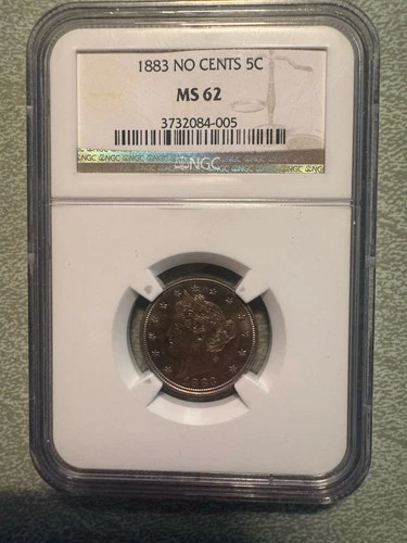 1883 Liberty Head V Nickel “No Cents” • NGC MS62 • First Year Philadelphia