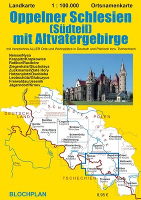 Landkarte Oppelner Schlesien (Südteil) mit Altvatergebirge 1:100.000 | Bloch