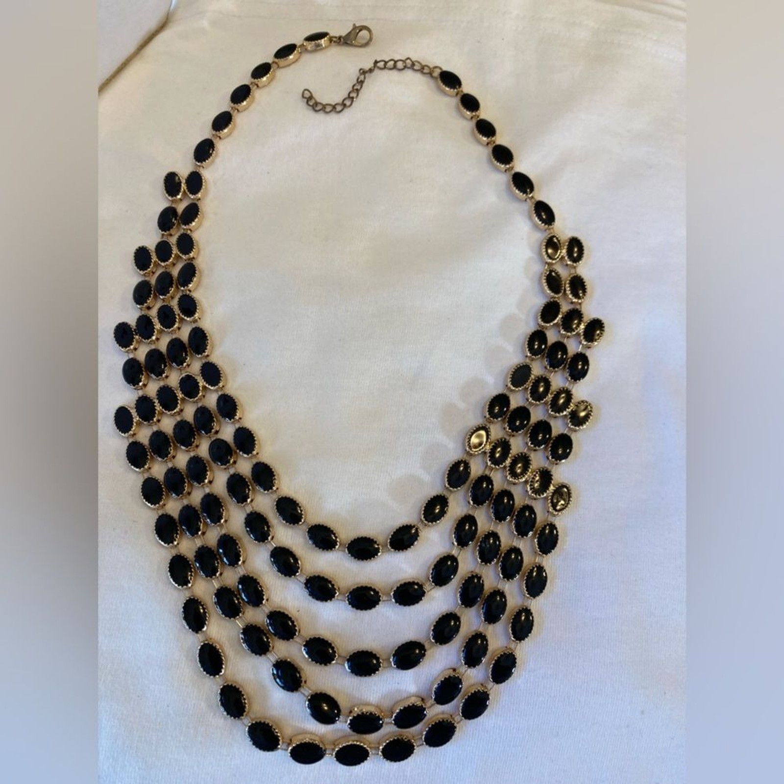 Five Layered Dramatic Black Swag Statement Neckla… - image 2
