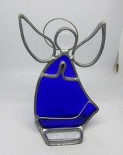 Leaded Stained Glass 5 In Guardian Praying Angel Blue Sun catcher Free standing
