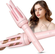 Automatic Hair Curler with 4 Temp Settings  Timer, Anti-Scald, Pink