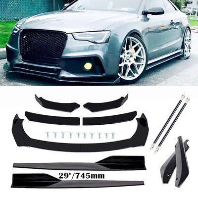 For Audi A5/S5/RS5 Front Bumper Lip Spoiler Body Kits Rear Lip Gloss Black