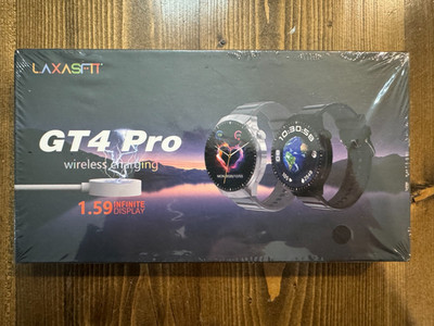 New! GT4 PRO Smartwatch- 1.59'' Display-Android OS- Grey Face with Black Band