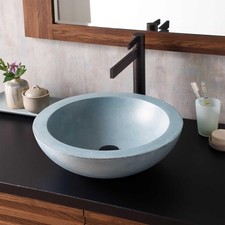 Native Trails NativeStone 17-Inch Circular Concrete Vessel Bathroom Sink Ocean