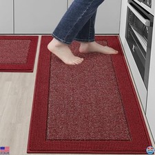 BEQHAUSE Set of 2 Non-Slip Kitchen Mats, Absorbent, Stain Resistant, 20"x32"