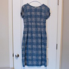 VTG M Star Flower Dress Farmcore Cottage Checker Patch Blue Midi | Light Summer
