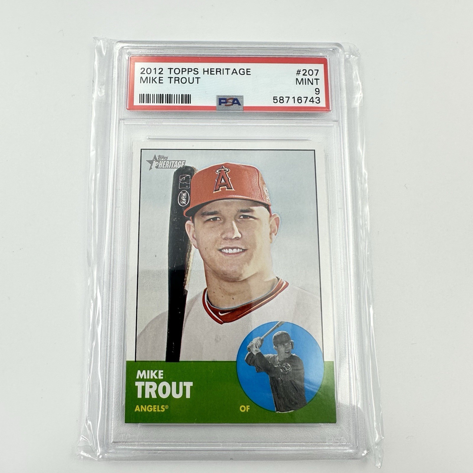 2012 Topps Heritage Mike Trout #207 PSA 9 Mint Anaheim Angels