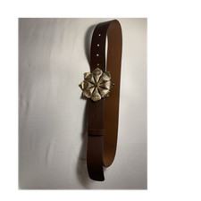 Cynthia Rowley Brown Wide Fashion Belt Gold Flower Buckle Adjustable Women