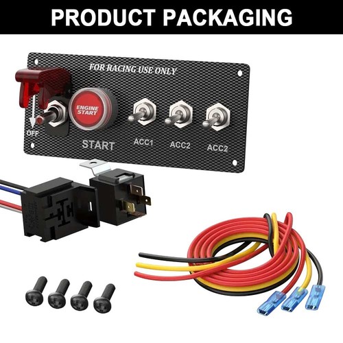 Racing Car Ignition Switch Panel LED Toggle Engine Start Push Button Starter 12V - Picture 9 of 11